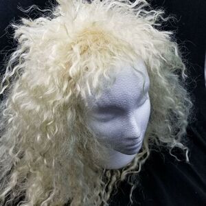 Vintage Womens Wig Blonde Long Haired Synthetic Shag Hair Rocker Costume Cosplay